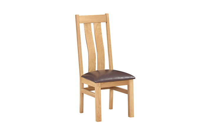 Oak Dining Chairs - Lavenham Ash Twin Slat Chair With Brown Pad
