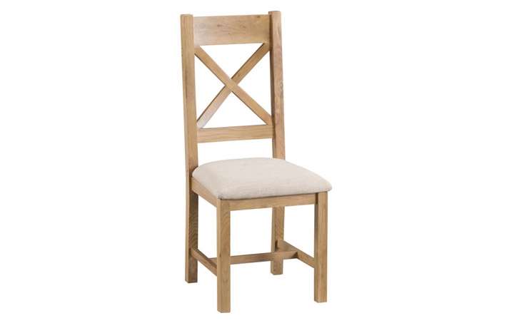 Oak Dining Chairs - Burford Rustic Oak Cross Back Chair Fabric