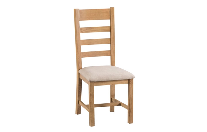 Chairs & Bar Stools - Burford Rustic Oak Ladder Back Chair- Fabric