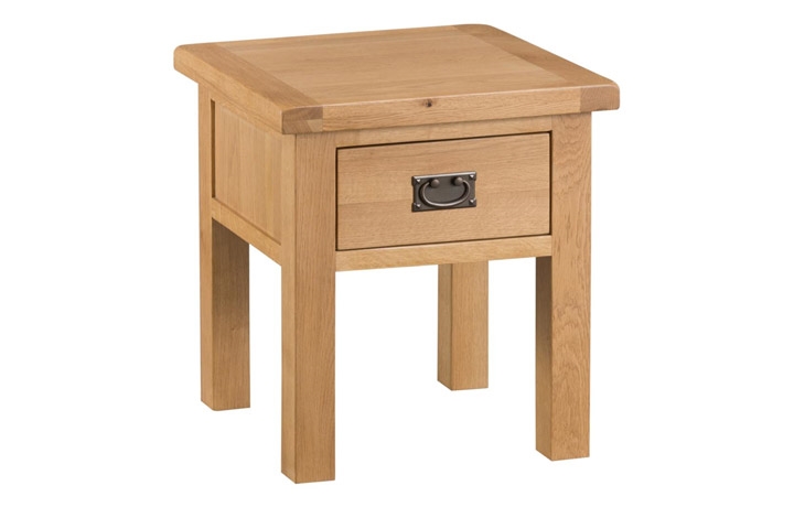 Coffee & Lamp Tables - Burford Rustic Oak Lamp Table With Drawer