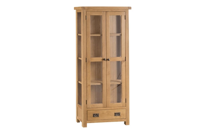 Oak Glazed Display Cabinets - Burford Rustic Oak Display Cabinet