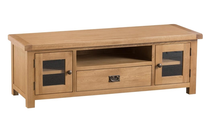 TV Cabinets - Burford Rustic Oak Large TV Unit