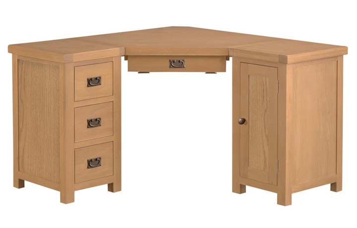 Office Furniture - Burford Rustic Oak Corner Computer Desk