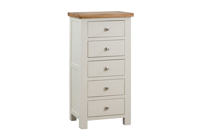 Lavenham Ivory, White, Cobblestone & Raven Painted Furniture Collection - Lavenham Painted 5 Drawer Tall Chest