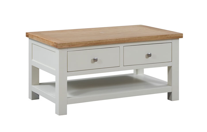 Lavenham Ivory, White, Cobblestone & Raven Painted Furniture Collection - Lavenham Painted 2 Drawer Coffee Table