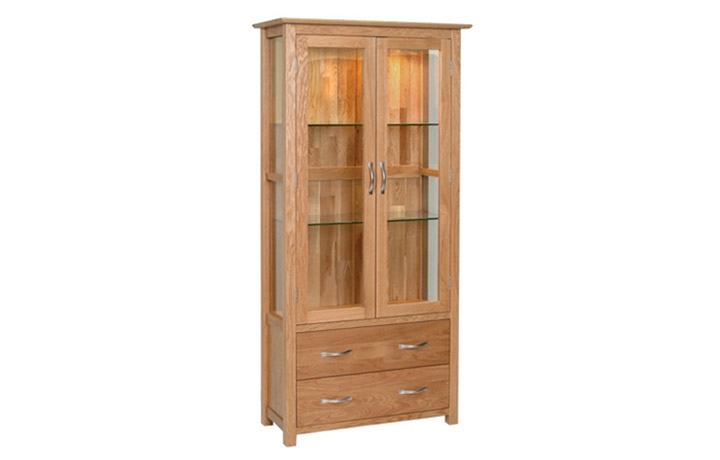 Oak Glazed Display Cabinets - Woodford Solid Oak Display Cabinet
