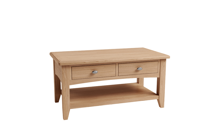 Coffee & Lamp Tables - Columbus Oak Coffee Table with Drawers