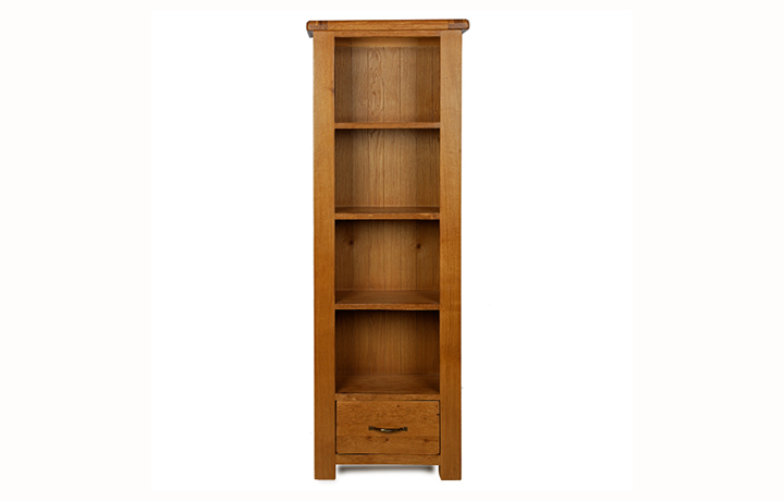 Bookcases - Hollywood Oak Slim Bookcase with Drawer