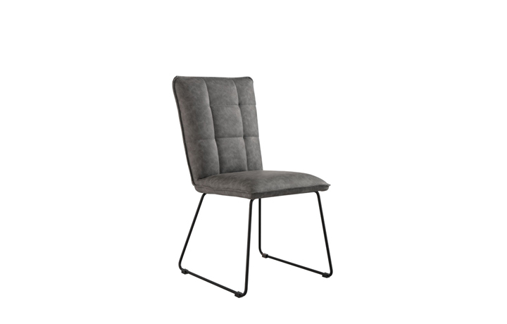 Leather or PU Dining Chairs - Burton Grey Panel Back Chair