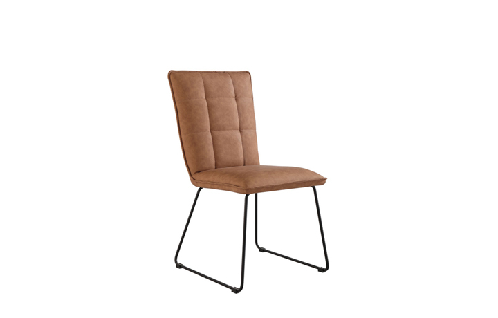 Leather or PU Dining Chairs - Burton Tan Panel Back Chair