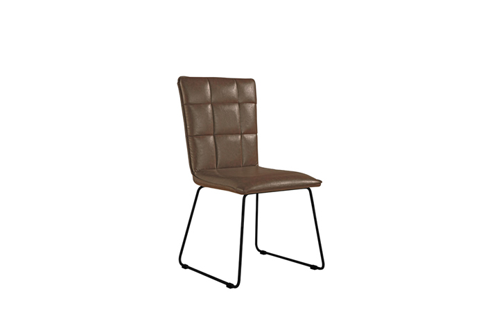 Leather or PU Dining Chairs - Burton Brown Panel Back Chair