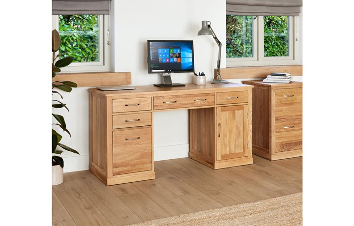 Office Furniture - Pacific Oak Twin Pedestal Computer Desk