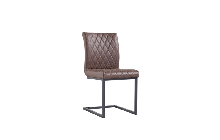 Marconi Industrial Oak Collection - Diamond Stitch Tan Cantilever Dining Chair