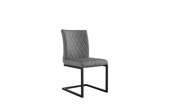 Marconi Industrial Oak Collection - Diamond Stitch Grey Cantilever Dining Chair