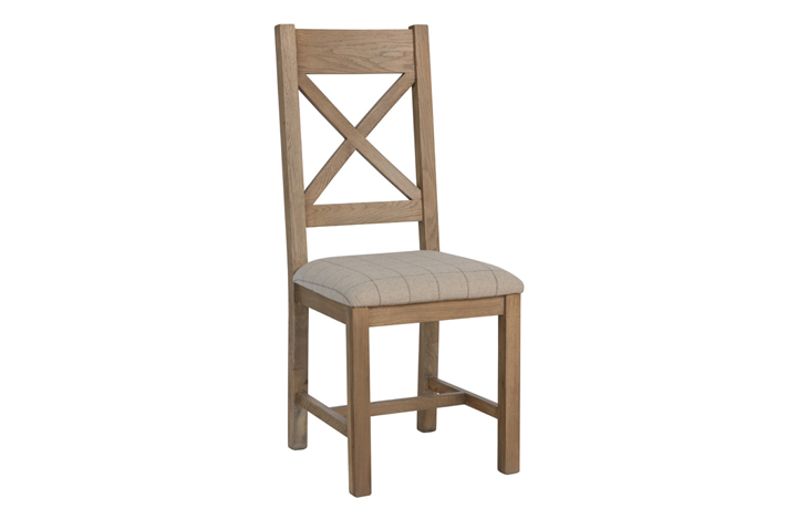 Oak Dining Chairs - Ambassador Oak Cross Back Dining Chair - 2 Pad Colours