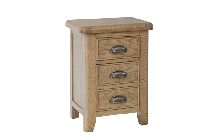 Oak 3 Drawer Bedside Cabinets - Ambassador Oak 3 Drawer Bedside Cabinet