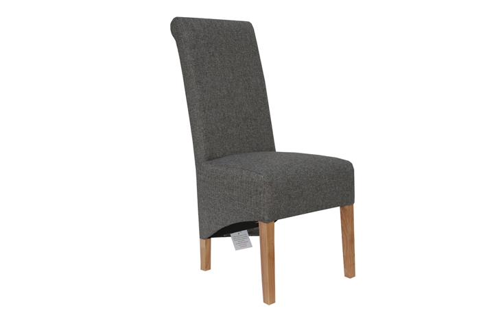 Highcliffe Upholstered Dining Chair - Highcliffe Dark Grey Scroll Back Dining Chair