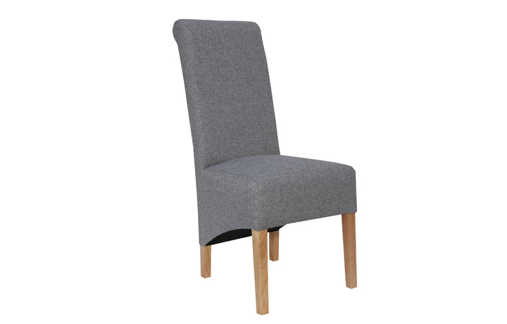 Highcliffe Upholstered Dining Chair - Highcliffe Light Grey Scroll Back Dining Chair
