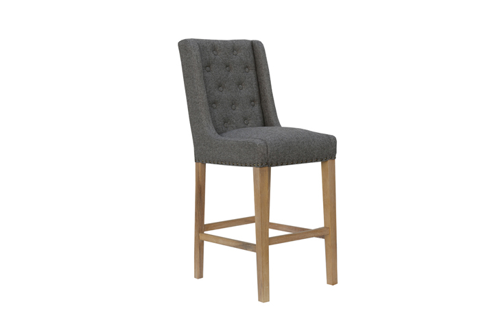 Chairs & Bar Stools - Westcliff Buttoned Bar Stool - Dark Grey
