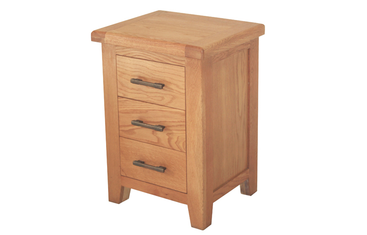 Oak 3 Drawer Bedside Cabinets - Hamilton Oak 3 Drawer Bedside 