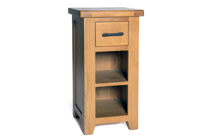 Oak 2 Drawer Bedside Cabinets - Hamilton Oak Telephone Table / High Bedside Table