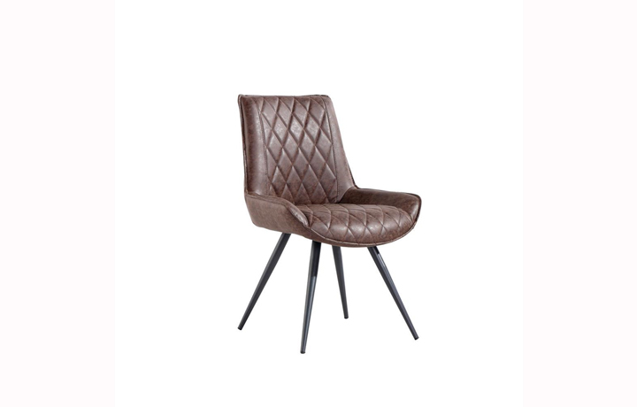 Marconi Industrial Oak Collection - Nero Diamond Stitch Brown Chair 