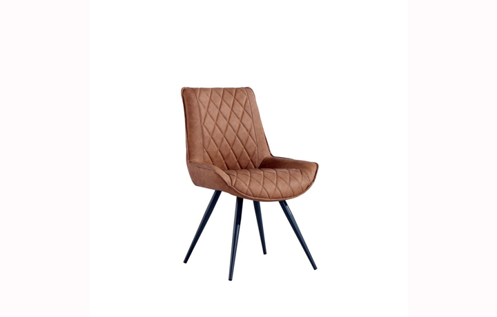 Leather or PU Dining Chairs - Nero Diamond Stitch Tan Chair