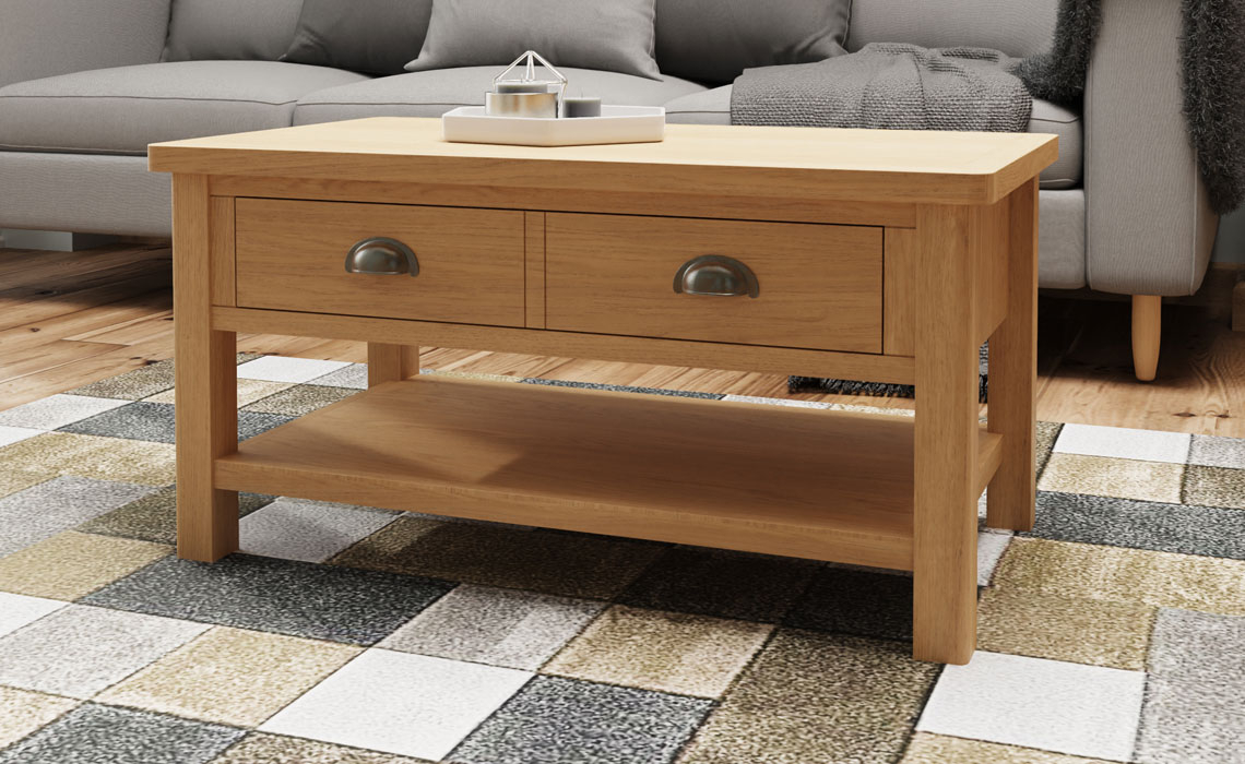 Oak Coffee Tables with Drawers - Woodbridge Oak Large Coffee Table With Drawers