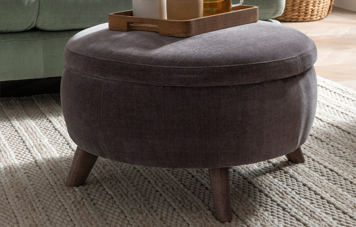 Chair, Sofas, Sofa Beds & Corner Suites - Heather Round Storage Footstool 
