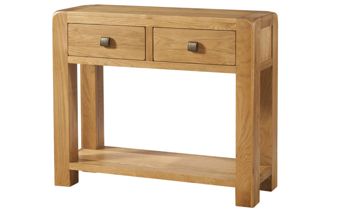 Oak 2 Drawer Console Tables - Tunstall Oak 2 Drawer Console Table