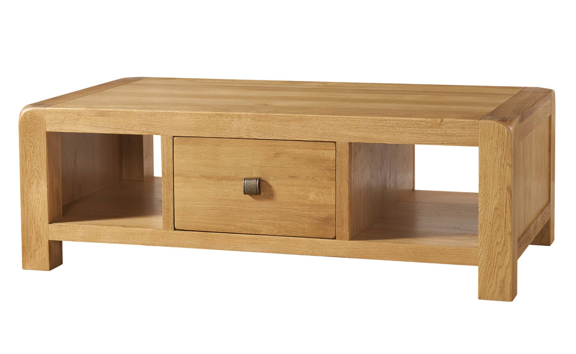 Oak Coffee Tables with Drawers - Tunstall Oak Large Coffee Table With Drawer
