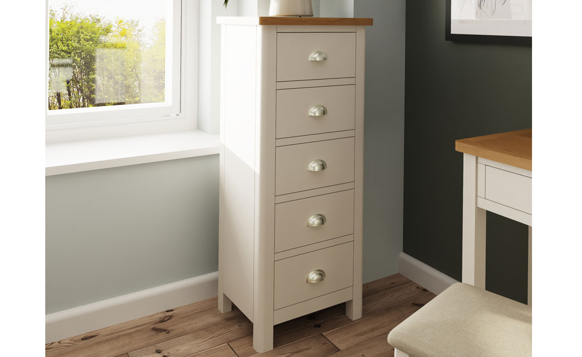 Painted Chest Of Drawers - Woodbridge Truffle Grey Painted 5 Drawer Wellington