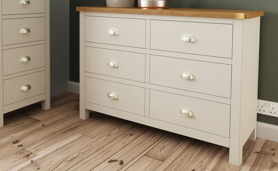 Painted Chest Of Drawers - Woodbridge Truffle Grey Painted 6 Drawer Chest