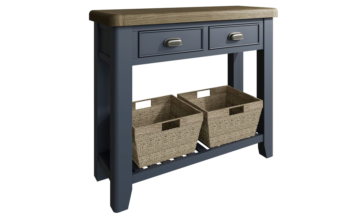 Consoles - Ambassador Blue 2 Drawer Console Table With Baskets