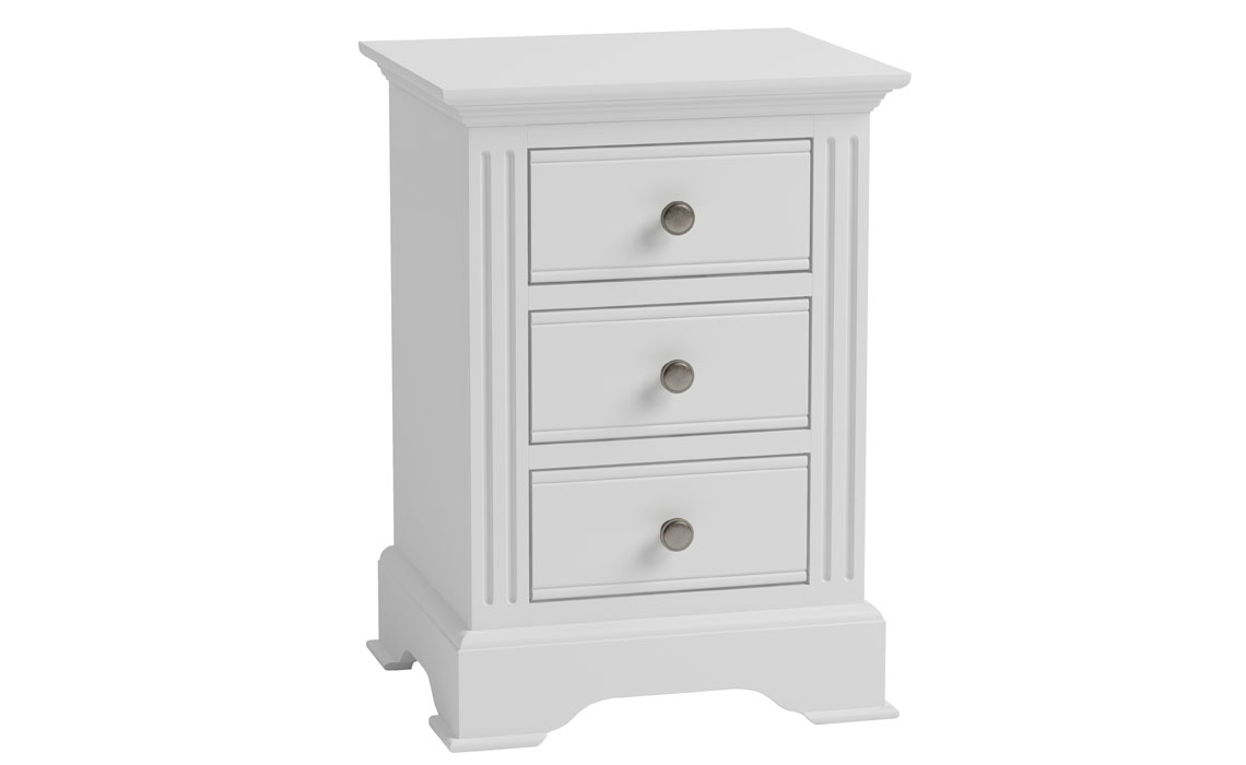 Painted 3 Drawer Bedside Cabinets - Newbridge Classic White Painted Large Bedside Cabinet
