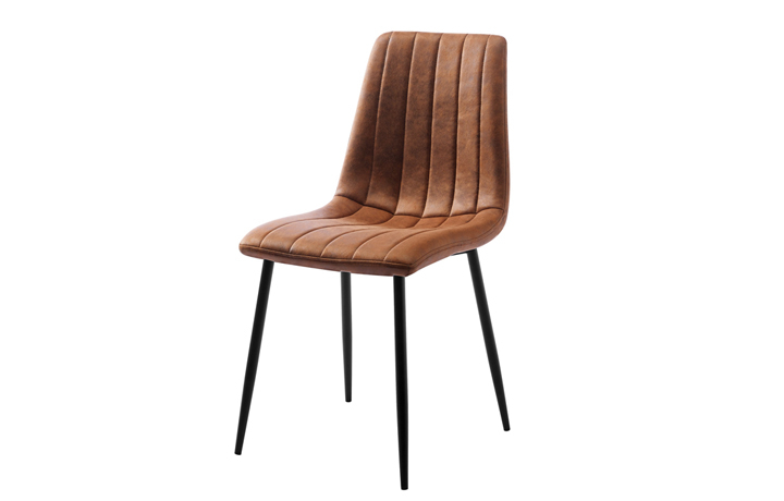 Leather or PU Dining Chairs - Lucca Dining Chair - Brown  PU Leather