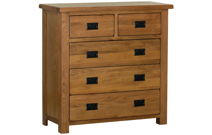 Clearance Furniture - Balmoral Rustic Oak 2 Over 3 Drawer Chest