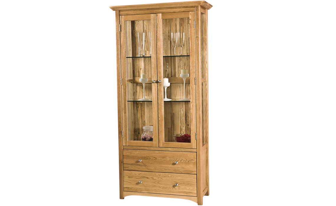 Oak Glazed Display Cabinets - Falkenham Solid Oak Glazed Display Cabinet