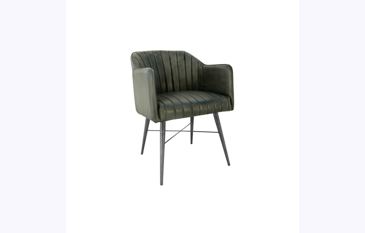 Leather or PU Dining Chairs - Milan Leather and Iron Light Grey Chair