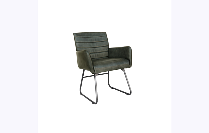 Leather or PU Dining Chairs - Pisa Leather and Iron Chair - Light Grey