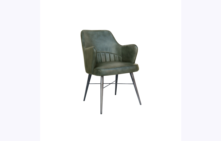 Leather or PU Dining Chairs - Lucia Leather and Iron Dining Chair - Light Grey