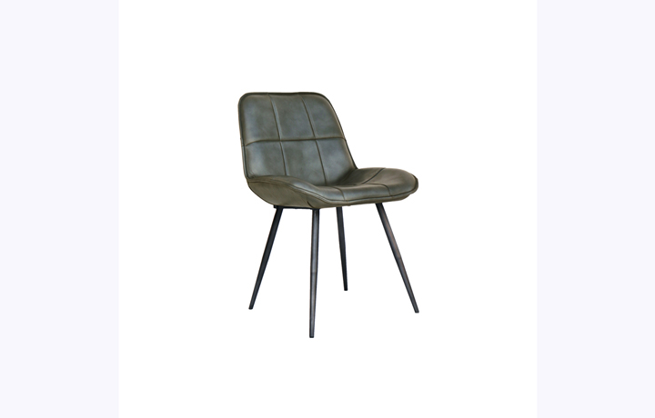 Leather or PU Dining Chairs - Petra Leather and Iron Dining Chair- Light  Grey