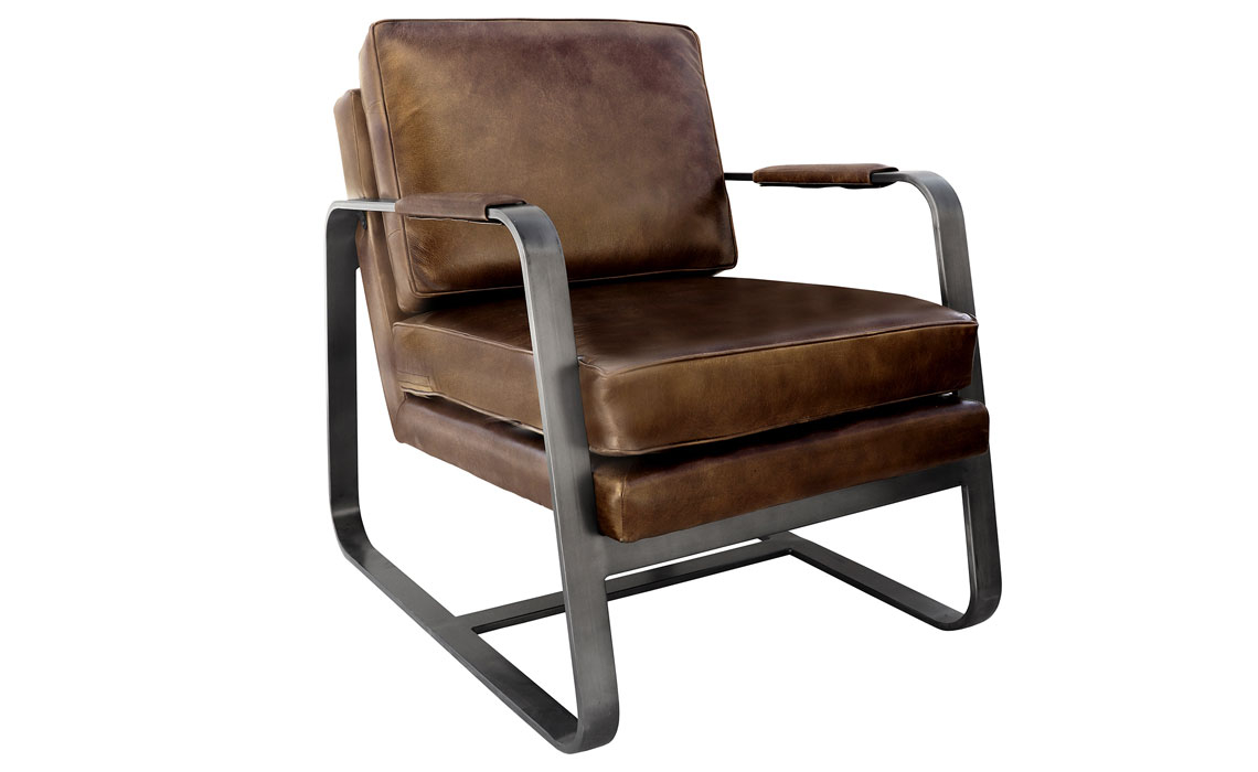 Leather or PU Dining Chairs - Kryo Leather And Iron Chair Brown