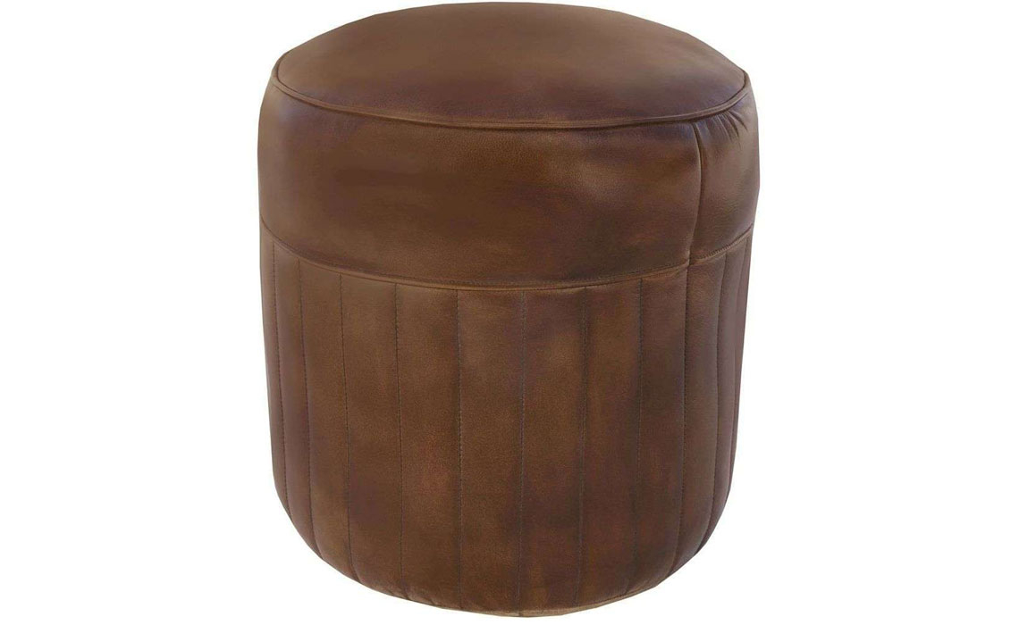 Foot Stools  - Como Leather Foot Stool Brown