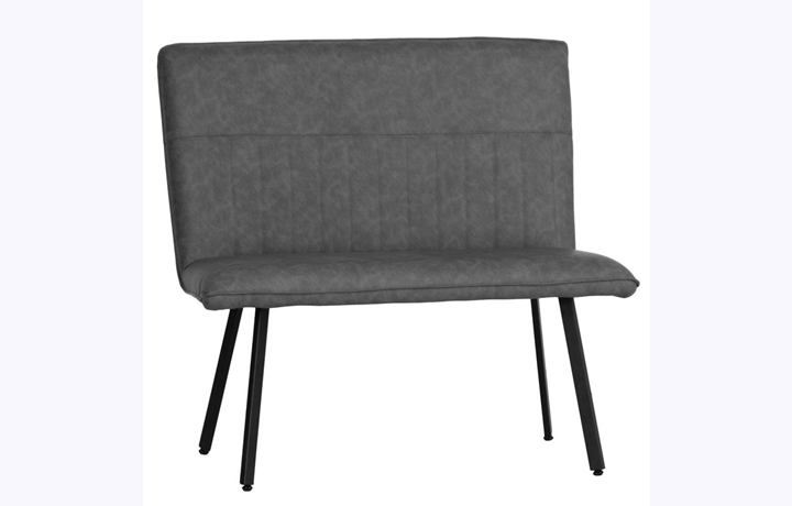 Leather or PU Dining Chairs - Mila Faux Leather 90cm Dining Bench-Grey