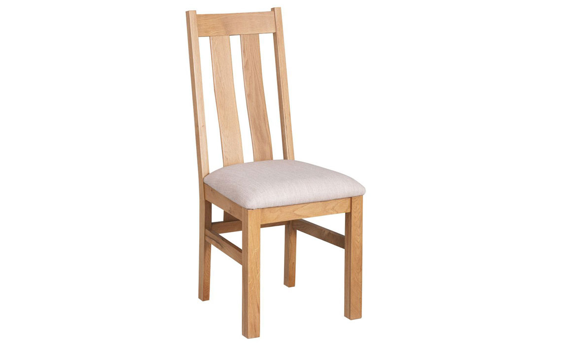 Oak Dining Chairs - Lavenham Ash Twin Slat Chair With Fabric Pad