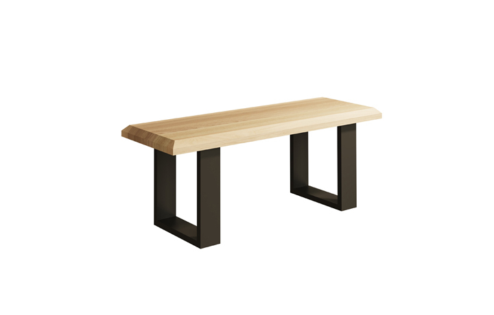 Oslo Solid European Oak Collection - Oslo Solid Oak 120cm Dining Bench With U - Style Metal Leg