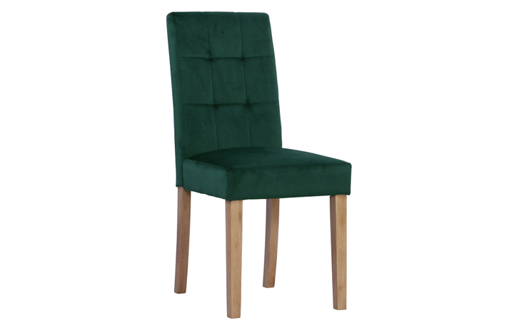 Lavenham Oak Furniture Collection - Melbourne Velvet Dining Chair Forest Green