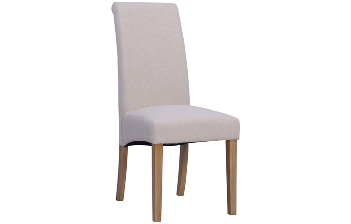 Upholstered Dining Chairs - Bucklesham Roll Back Fabric Chair Beige