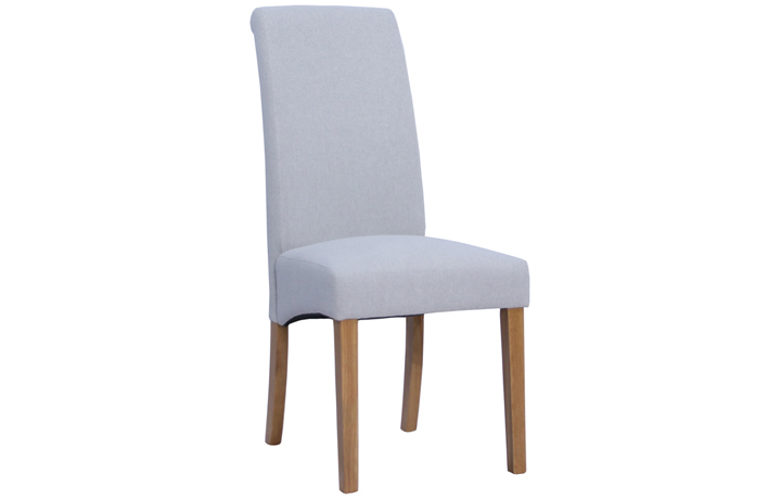 Upholstered Dining Chairs - Bucklesham Roll Back Fabric Chair Light Grey